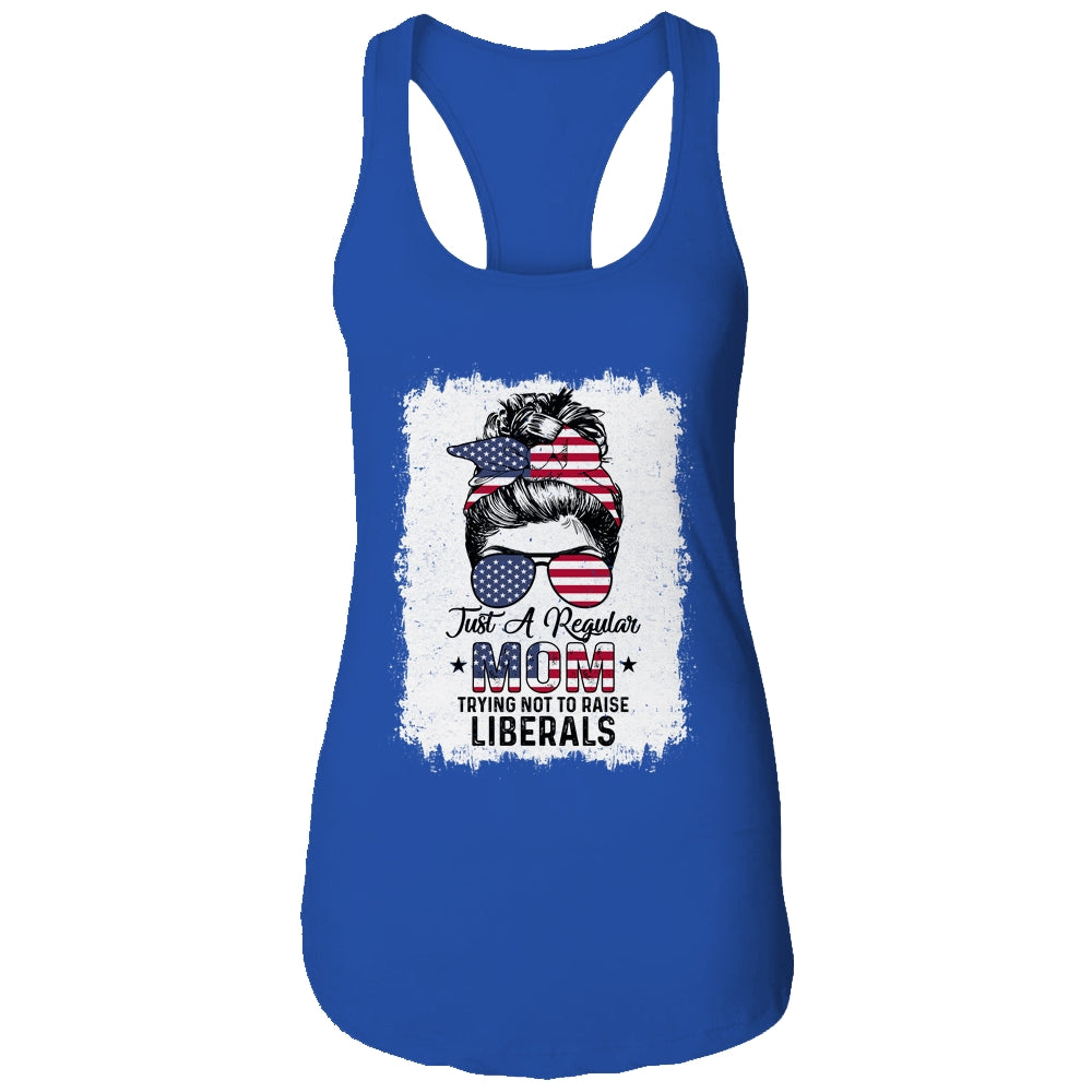 Just A Regular Mom Trying Not To Raise Liberals US Flag T-Shirt & Tank Top | Teecentury.com