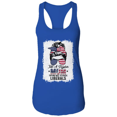 Just A Regular Mom Trying Not To Raise Liberals US Flag T-Shirt & Tank Top | Teecentury.com