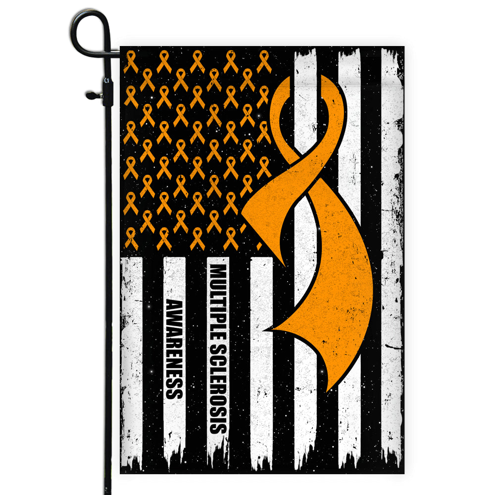 Multiple Sclerosis Awareness America Flag Orange Ribbon Flag | Teecentury.com
