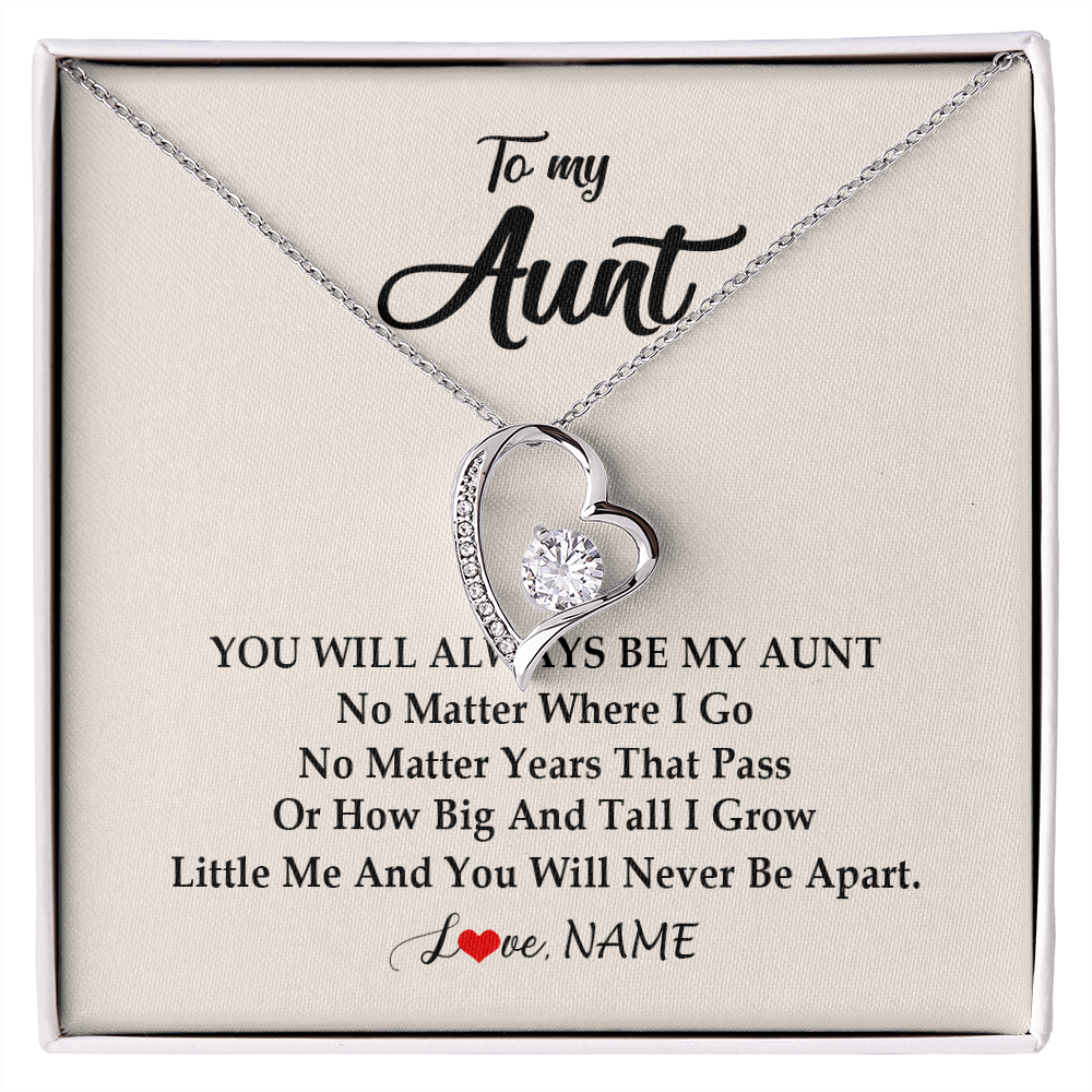 Forever Love Necklace | Personalized Aunt Necklace From Niece Nephew You Will Always Be My Aunt Birthday Mothers Day Christmas Customized Gift Box Message Card | teecentury
