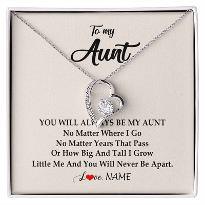 Forever Love Necklace | Personalized Aunt Necklace From Niece Nephew You Will Always Be My Aunt Birthday Mothers Day Christmas Customized Gift Box Message Card | teecentury