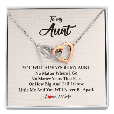 Interlocking Hearts Necklace | Personalized Aunt Necklace From Niece Nephew You Will Always Be My Aunt Birthday Mothers Day Christmas Customized Gift Box Message Card | teecentury