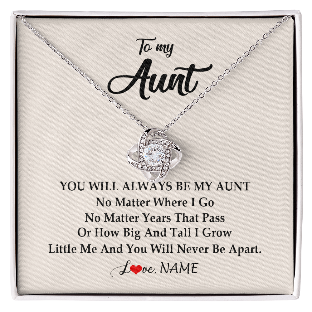 Love Knot Necklace | Personalized Aunt Necklace From Niece Nephew You Will Always Be My Aunt Birthday Mothers Day Christmas Customized Gift Box Message Card | teecentury
