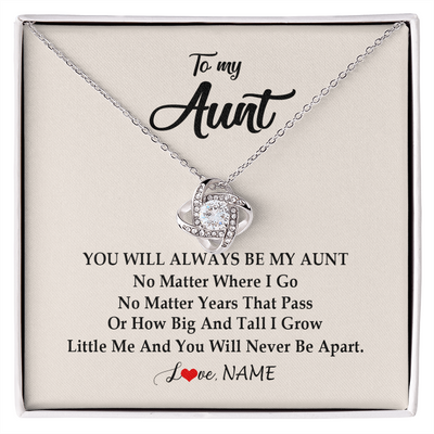 Love Knot Necklace | Personalized Aunt Necklace From Niece Nephew You Will Always Be My Aunt Birthday Mothers Day Christmas Customized Gift Box Message Card | teecentury