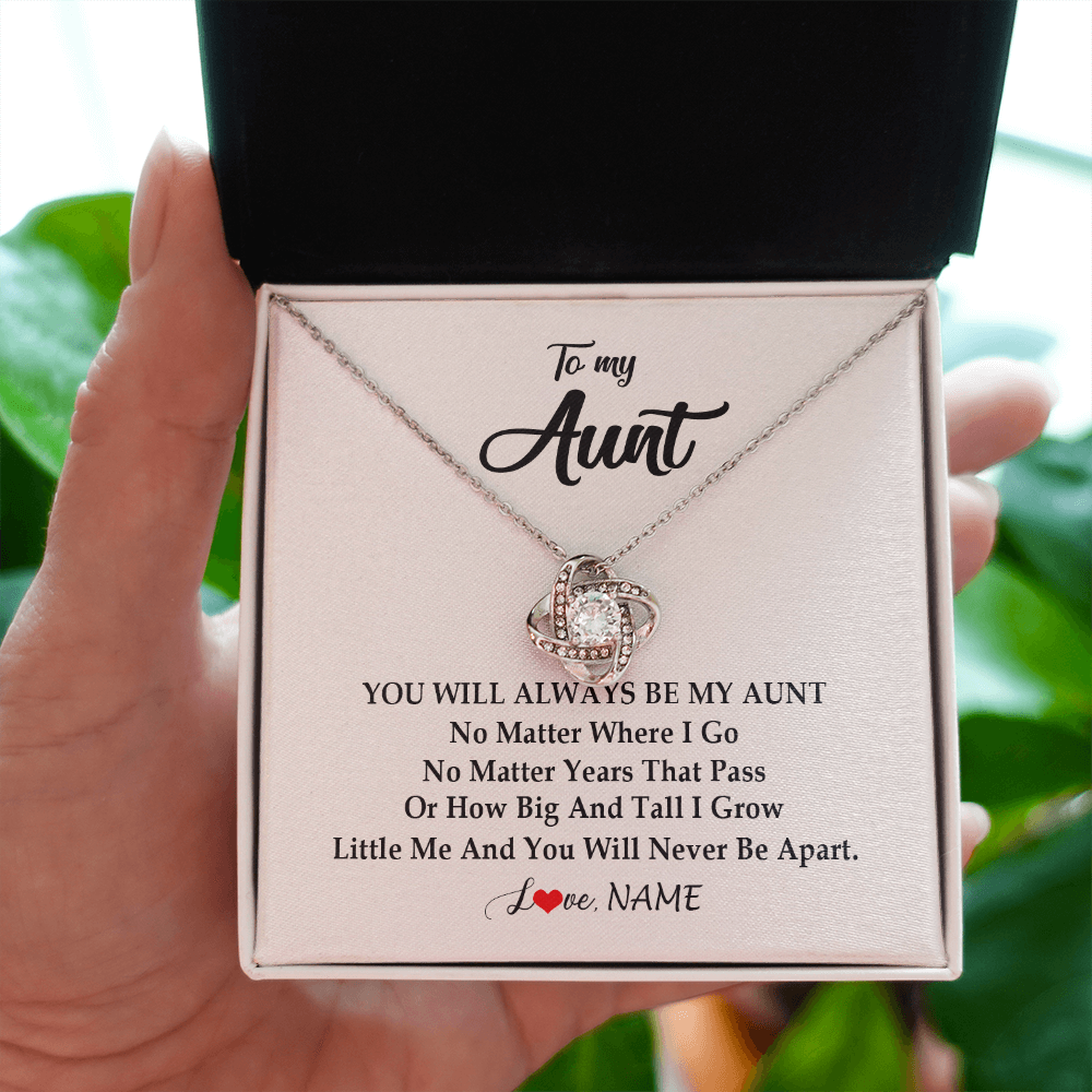 Love Knot Necklace | Personalized Aunt Necklace From Niece Nephew You Will Always Be My Aunt Birthday Mothers Day Christmas Customized Gift Box Message Card | teecentury