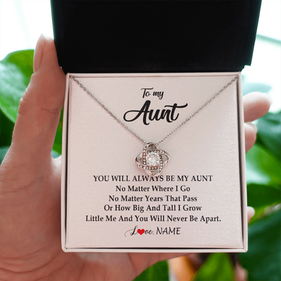 Love Knot Necklace | Personalized Aunt Necklace From Niece Nephew You Will Always Be My Aunt Birthday Mothers Day Christmas Customized Gift Box Message Card | teecentury