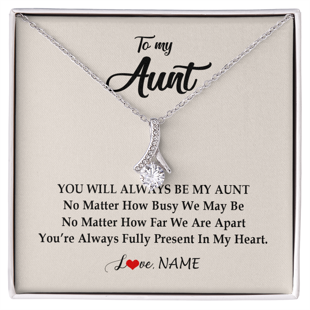 Alluring Beauty Necklace | Personalized Aunt Necklace From Niece Nephew You're Always In My Heart Aunt Birthday Mothers Day Christmas Jewelry Pendant Customized Gift Box Message Card | teecentury
