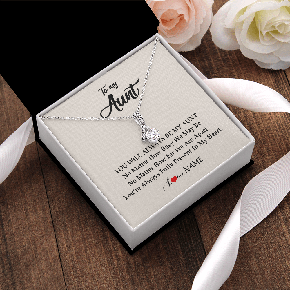 Alluring Beauty Necklace | Personalized Aunt Necklace From Niece Nephew You're Always In My Heart Aunt Birthday Mothers Day Christmas Jewelry Pendant Customized Gift Box Message Card | teecentury