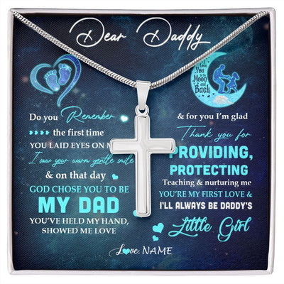 Stainless Cross Necklace | Personalized Dear Daddy Necklace From Daughter God Chose You To Be My Dad I Love You Dad Birthday Fathers Day Christmas Customized Gift Box Message Card | teecentury