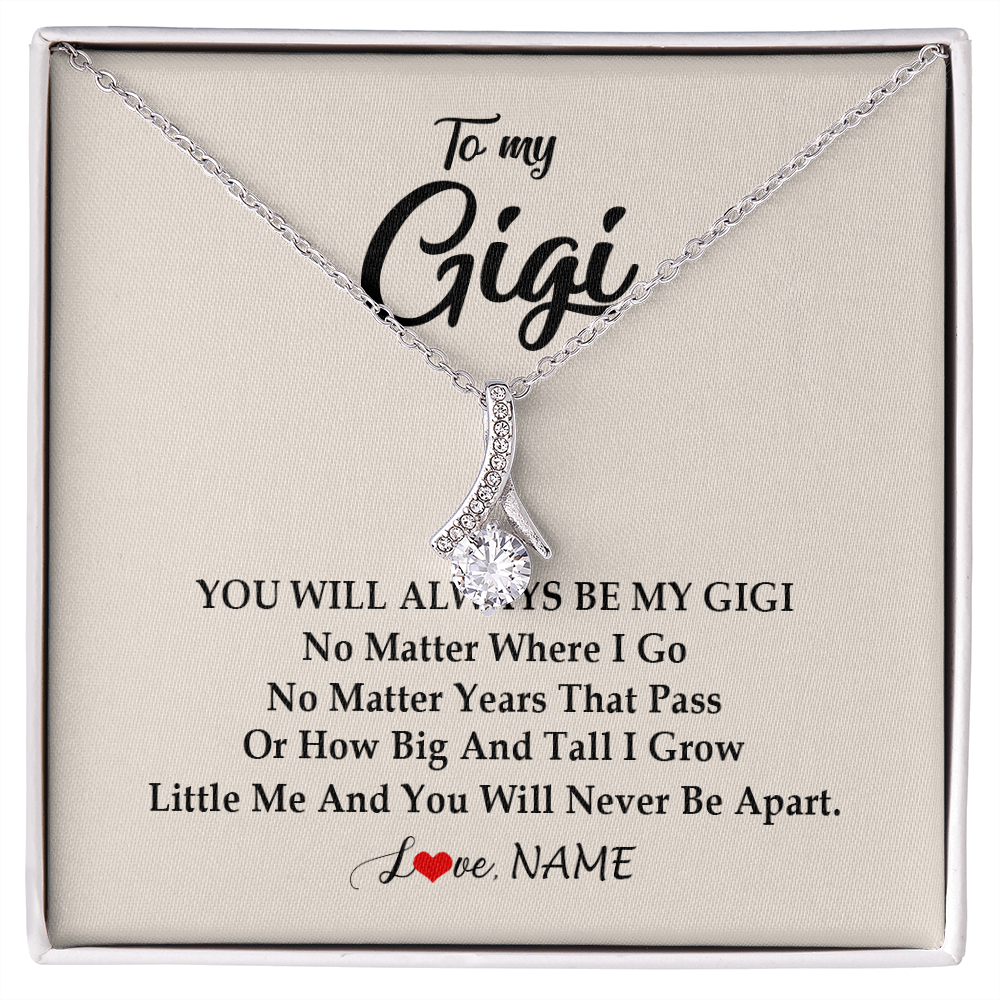 Alluring Beauty Necklace | Personalized Gigi Necklace From Grandkids Granddaughter Grandson You Will Always Be My Gigi Birthday Mothers Day Christmas Customized Gift Box Message Card | teecentury