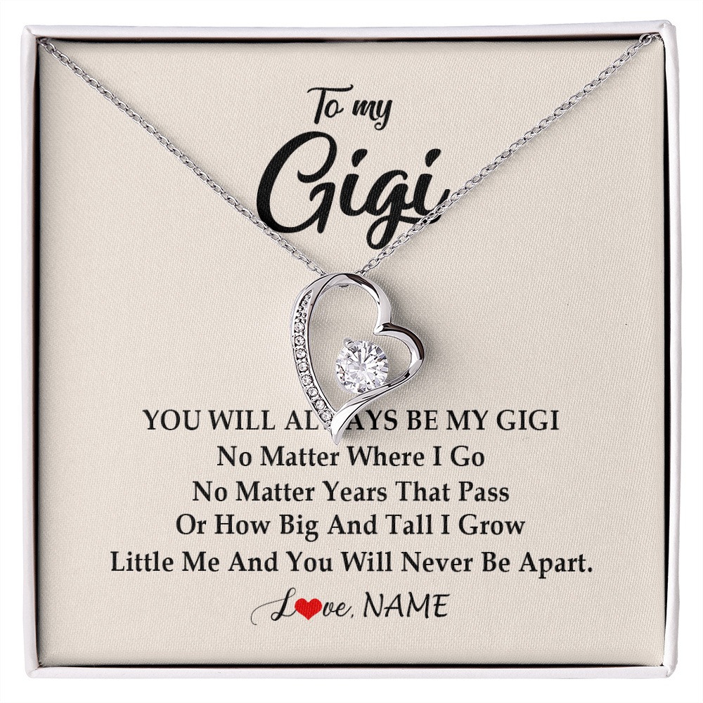 Forever Love Necklace | Personalized Gigi Necklace From Grandkids Granddaughter Grandson You Will Always Be My Gigi Birthday Mothers Day Christmas Customized Gift Box Message Card | teecentury