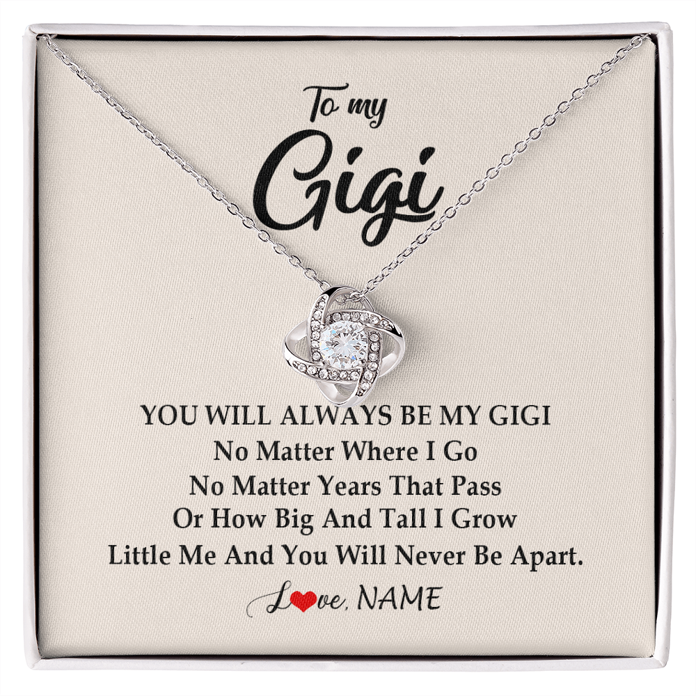 Love Knot Necklace | Personalized Gigi Necklace From Grandkids Granddaughter Grandson You Will Always Be My Gigi Birthday Mothers Day Christmas Customized Gift Box Message Card | teecentury