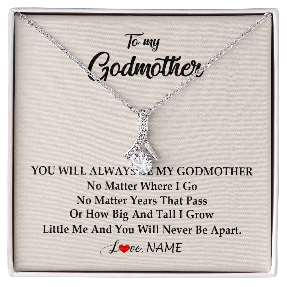 Alluring Beauty Necklace | Personalized Godmother Necklace From Goddaughter Niece You Will Always Be My Godmother Birthday Mothers Day Christmas Customized Gift Box Message Card | teecentury