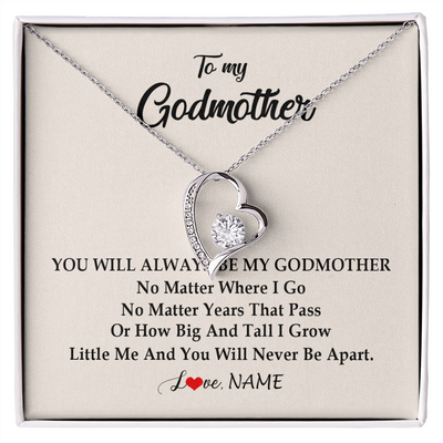 Forever Love Necklace | Personalized Godmother Necklace From Goddaughter Niece You Will Always Be My Godmother Birthday Mothers Day Christmas Customized Gift Box Message Card | teecentury