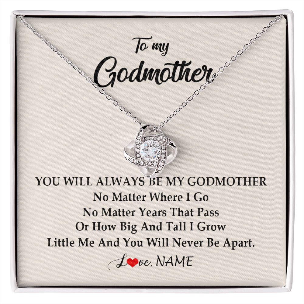 Love Knot Necklace | Personalized Godmother Necklace From Goddaughter Niece You Will Always Be My Godmother Birthday Mothers Day Christmas Customized Gift Box Message Card | teecentury