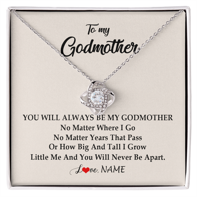 Love Knot Necklace | Personalized Godmother Necklace From Goddaughter Niece You Will Always Be My Godmother Birthday Mothers Day Christmas Customized Gift Box Message Card | teecentury