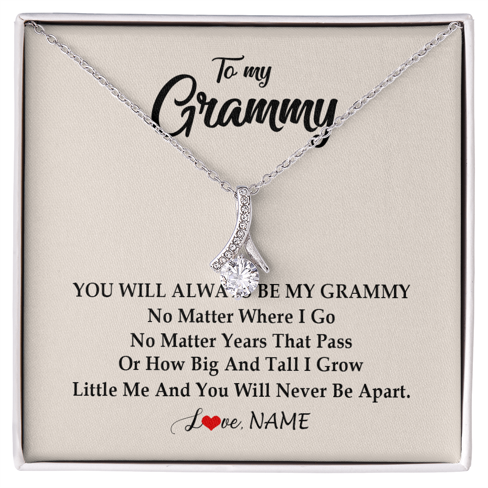 Alluring Beauty Necklace | Personalized Grammy Necklace From Grandkids Granddaughter Grandson You Will Always Be My Grammy Birthday Mothers Day Christmas Customized Gift Box Message Card | teecentury