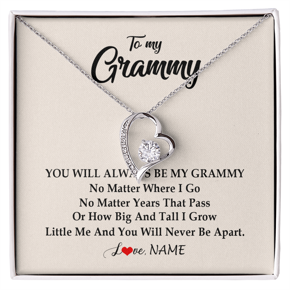 Forever Love Necklace | Personalized Grammy Necklace From Grandkids Granddaughter Grandson You Will Always Be My Grammy Birthday Mothers Day Christmas Customized Gift Box Message Card | teecentury