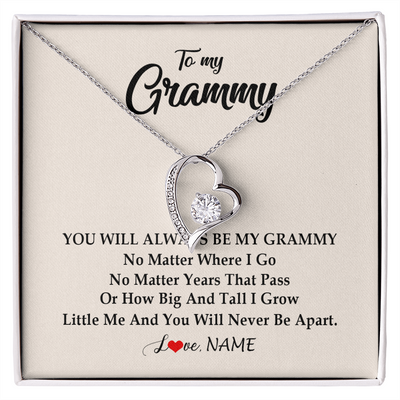 Forever Love Necklace | Personalized Grammy Necklace From Grandkids Granddaughter Grandson You Will Always Be My Grammy Birthday Mothers Day Christmas Customized Gift Box Message Card | teecentury
