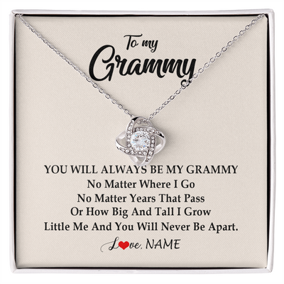 Love Knot Necklace | Personalized Grammy Necklace From Grandkids Granddaughter Grandson You Will Always Be My Grammy Birthday Mothers Day Christmas Customized Gift Box Message Card | teecentury
