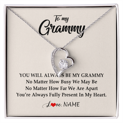 Forever Love Necklace | Personalized Grammy Necklace From Grandkids Granddaughter Grandson You're Always In My Heart Grammy Birthday Mothers Day Customized Gift Box Message Card | teecentury