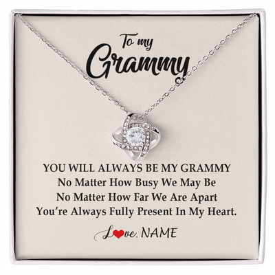 Love Knot Necklace | Personalized Grammy Necklace From Grandkids Granddaughter Grandson You're Always In My Heart Grammy Birthday Mothers Day Customized Gift Box Message Card | teecentury