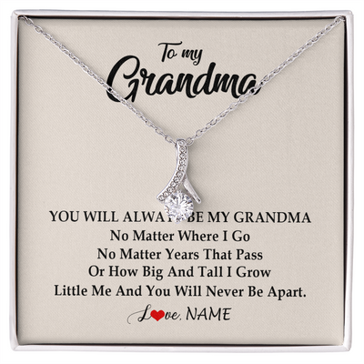 Alluring Beauty Necklace | Personalized Grandma Necklace From Grandkids Granddaughter Grandson You Will Always Be My Grandma Birthday Mothers Day Christmas Customized Gift Box Message Card | teecentury
