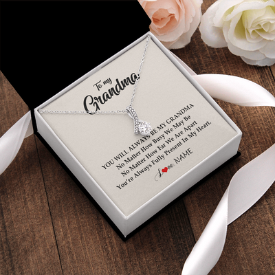 Alluring Beauty Necklace | Personalized Grandma Necklace From Grandkids Granddaughter Grandson You're Always In My Heart Grandma Birthday Mothers Day Customized Gift Box Message Card | teecentury