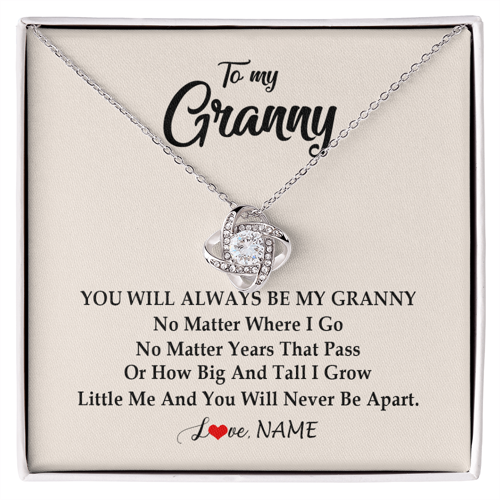 Love Knot Necklace | Personalized Granny Necklace From Grandkids Granddaughter Grandson You Will Always Be My Granny Birthday Mothers Day Christmas Customized Gift Box Message Card | teecentury