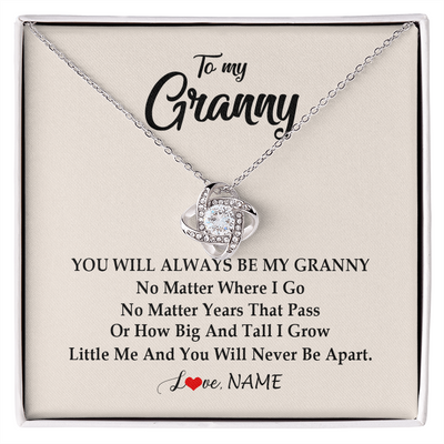 Love Knot Necklace | Personalized Granny Necklace From Grandkids Granddaughter Grandson You Will Always Be My Granny Birthday Mothers Day Christmas Customized Gift Box Message Card | teecentury