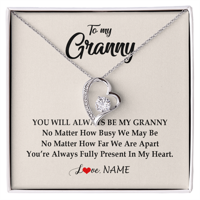 Forever Love Necklace | Personalized Granny Necklace From Grandkids Granddaughter Grandson You're Always In My Heart Granny Birthday Mothers Day Customized Gift Box Message Card | teecentury