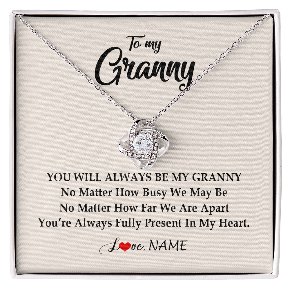 Love Knot Necklace | Personalized Granny Necklace From Grandkids Granddaughter Grandson You're Always In My Heart Granny Birthday Mothers Day Customized Gift Box Message Card | teecentury