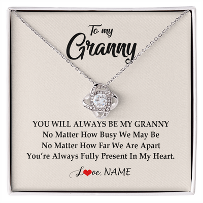 Love Knot Necklace | Personalized Granny Necklace From Grandkids Granddaughter Grandson You're Always In My Heart Granny Birthday Mothers Day Customized Gift Box Message Card | teecentury