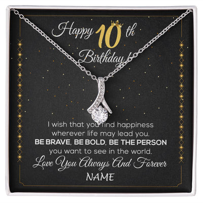Alluring Beauty Necklace | Personalized Happy 10Th Birthday Necklace For Her Girls Daughter Niece Sister Goddaughter Granddaughter 10 Year Old Birthday Customized Gift Box Message Card | teecentury