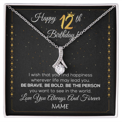 Alluring Beauty Necklace | Personalized Happy 12Th Birthday Necklace For Her Girls Daughter Niece Sister Goddaughter Granddaughter 12 Year Old Birthday Customized Gift Box Message Card | teecentury