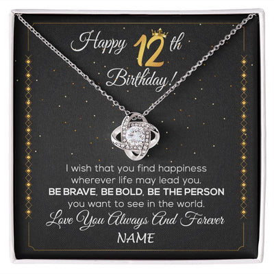 Love Knot Necklace | Personalized Happy 12Th Birthday Necklace For Her Girls Daughter Niece Sister Goddaughter Granddaughter 12 Year Old Birthday Customized Gift Box Message Card | teecentury