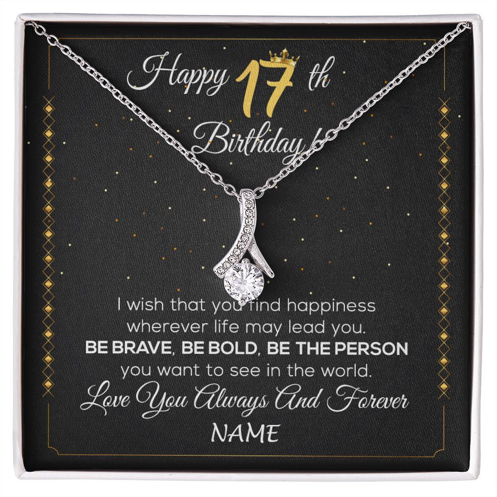 Alluring Beauty Necklace | Personalized Happy 17Th Birthday Necklace For Her Girls Daughter Niece Sister Goddaughter Granddaughter 17 Year Old Birthday Customized Gift Box Message Card | teecentury