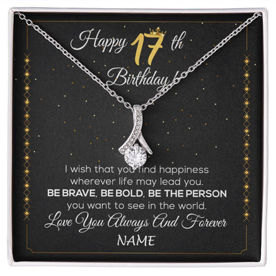 Alluring Beauty Necklace | Personalized Happy 17Th Birthday Necklace For Her Girls Daughter Niece Sister Goddaughter Granddaughter 17 Year Old Birthday Customized Gift Box Message Card | teecentury