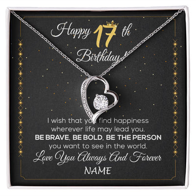Forever Love Necklace | Personalized Happy 17Th Birthday Necklace For Her Girls Daughter Niece Sister Goddaughter Granddaughter 17 Year Old Birthday Customized Gift Box Message Card | teecentury