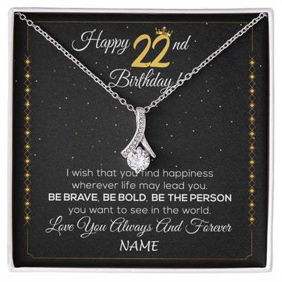Alluring Beauty Necklace | Personalized Happy 22Th Birthday Necklace For Her Girls Daughter Niece Sister Goddaughter Granddaughter 22 Year Old Birthday Customized Gift Box Message Card | teecentury