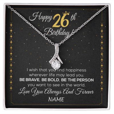 Alluring Beauty Necklace | Personalized Happy 26Th Birthday Necklace For Her Girls Daughter Niece Sister Goddaughter Granddaughter 26 Year Old Birthday Customized Gift Box Message Card | teecentury