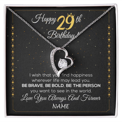 Forever Love Necklace | Personalized Happy 29Th Birthday Necklace For Her Girls Daughter Niece Sister Goddaughter Granddaughter 29 Year Old Birthday Customized Gift Box Message Card | teecentury
