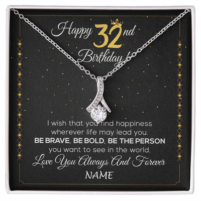 Alluring Beauty Necklace | Personalized Happy 32Th Birthday Necklace For Her Girls Daughter Niece Sister Goddaughter Granddaughter 32 Year Old Birthday Customized Gift Box Message Card | teecentury