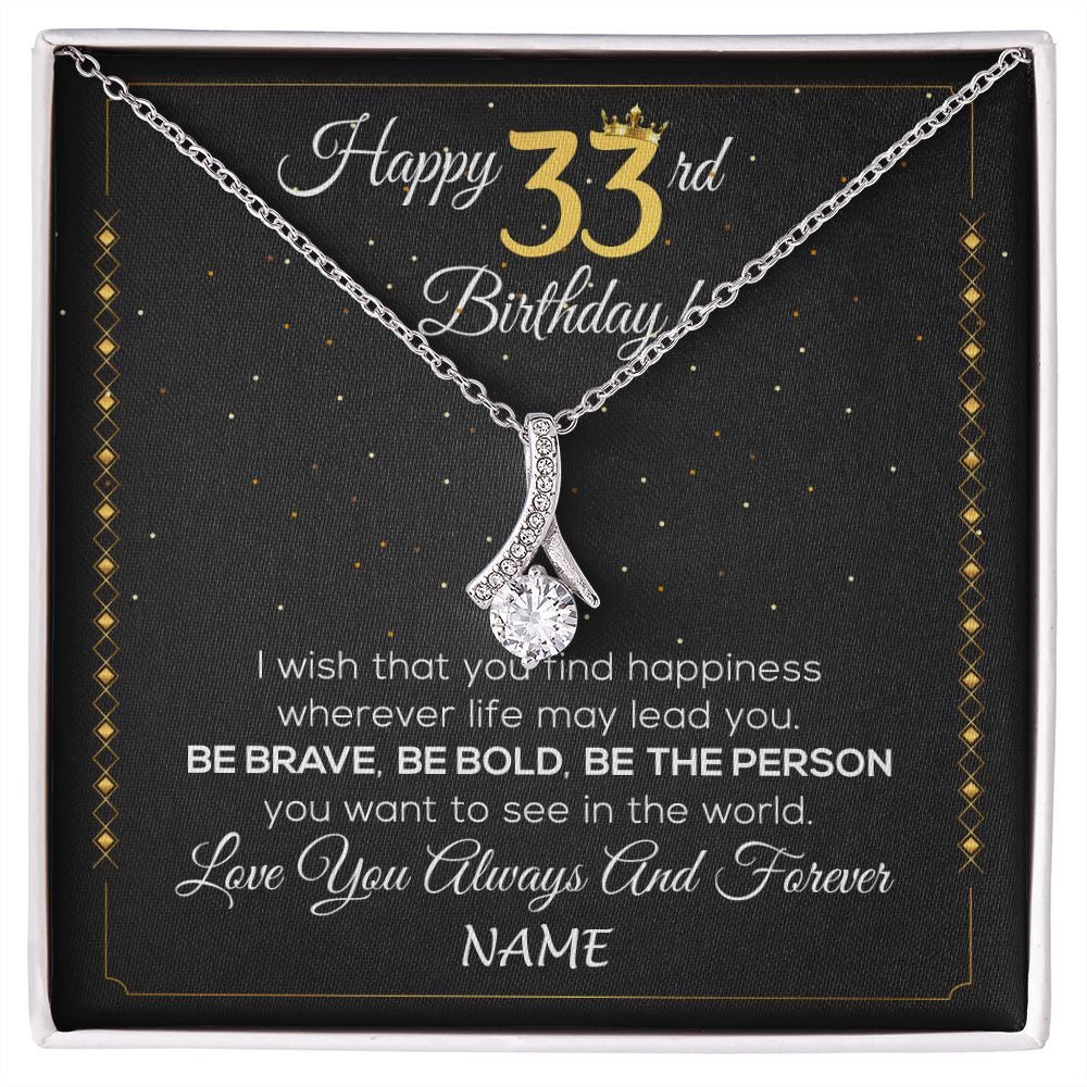 Alluring Beauty Necklace | Personalized Happy 33Th Birthday Necklace For Her Girls Daughter Niece Sister Goddaughter Granddaughter 33 Year Old Birthday Customized Gift Box Message Card | teecentury
