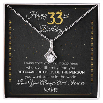 Alluring Beauty Necklace | Personalized Happy 33Th Birthday Necklace For Her Girls Daughter Niece Sister Goddaughter Granddaughter 33 Year Old Birthday Customized Gift Box Message Card | teecentury