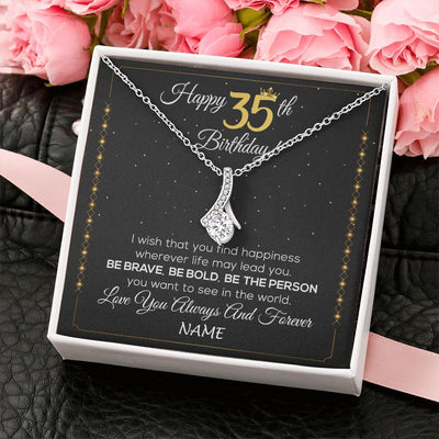 Alluring Beauty Necklace | Personalized Happy 35Th Birthday Necklace For Her Girls Daughter Niece Sister Goddaughter Granddaughter 35 Year Old Birthday Customized Gift Box Message Card | teecentury