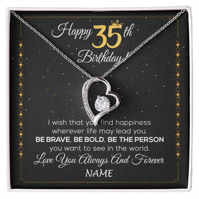 Forever Love Necklace | Personalized Happy 35Th Birthday Necklace For Her Girls Daughter Niece Sister Goddaughter Granddaughter 35 Year Old Birthday Customized Gift Box Message Card | teecentury