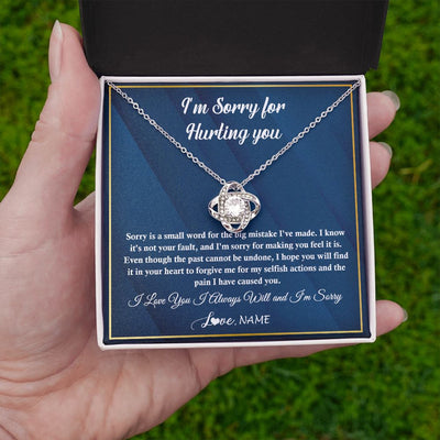 Love Knot Necklace | Personalized I'M Sorry Apology Necklace For Wife Girlfriend Forgive Me Sorry Gift Friend Partner Apology Pendant Jewelry Customized Gift Box Message Card | teecentury