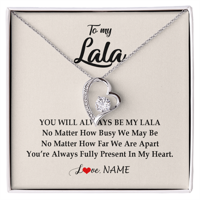 Forever Love Necklace | Personalized Lala Necklace From Grandkids Granddaughter Grandson You're Always In My Heart Lala Birthday Mothers Day Christmas Customized Gift Box Message Card | teecentury