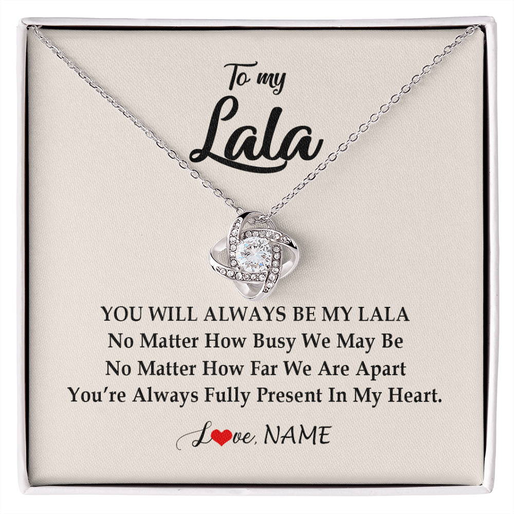 Love Knot Necklace | Personalized Lala Necklace From Grandkids Granddaughter Grandson You're Always In My Heart Lala Birthday Mothers Day Christmas Customized Gift Box Message Card | teecentury